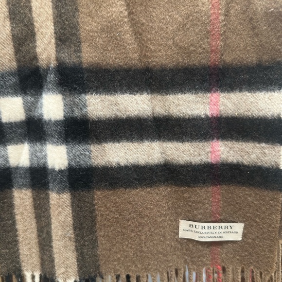 Burberry Classic Check Wool Scarf in Brown and Pink - Picture 1 of 4
